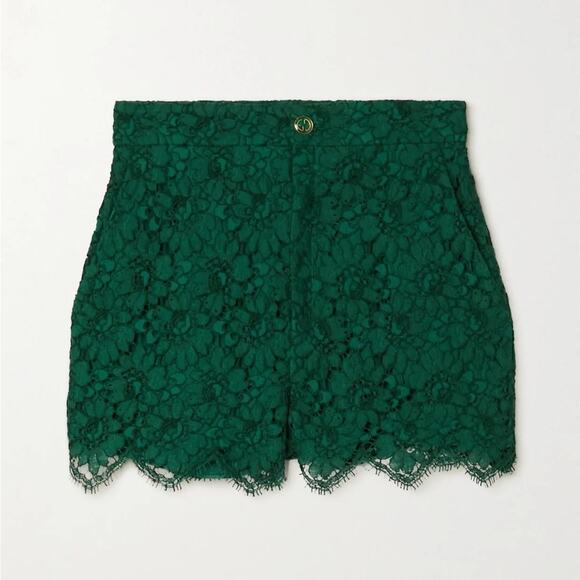 GUCCI Scalloped Green Lace Shorts Size 38 - Picture 5 of 12